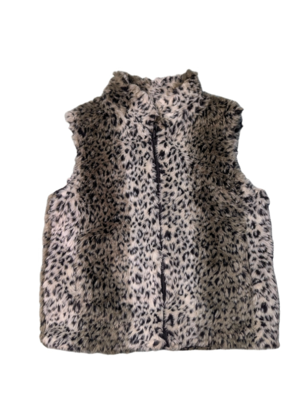 Vintage Reversible Faux Fur Leopard Print Full Zip Vest Sz L - Picture 2 of 10